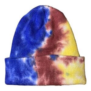 Tie-dye Beanie by MUDD Y2K Throwback to the‎ 70’s & 80’s Hippie Hobo Hat Cap